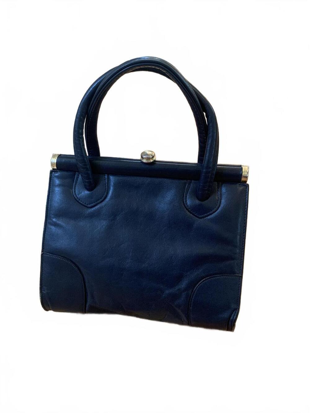 Vintage Ronay Classic Leather Handbag with Gold Tone Hardware